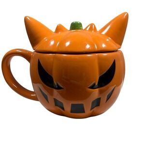 Pokémon Center Halloween Pumpkin‎ Gengar Mug Cup W/ Lid Nintendo 90s RARE